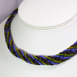 Grand necklace - Hand woven leather Xiomara - Grand necklace - Laiton bronze